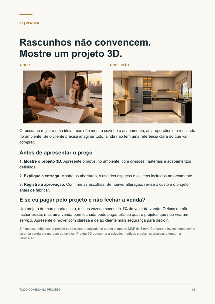Página de amostra: Rascunhos não convencem. Mostre um projeto 3D.