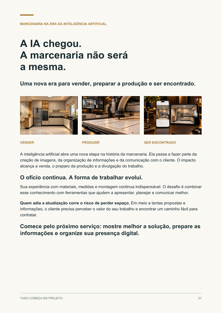 Capa do ebook: A IA chegou. A marcenaria não será a mesma.