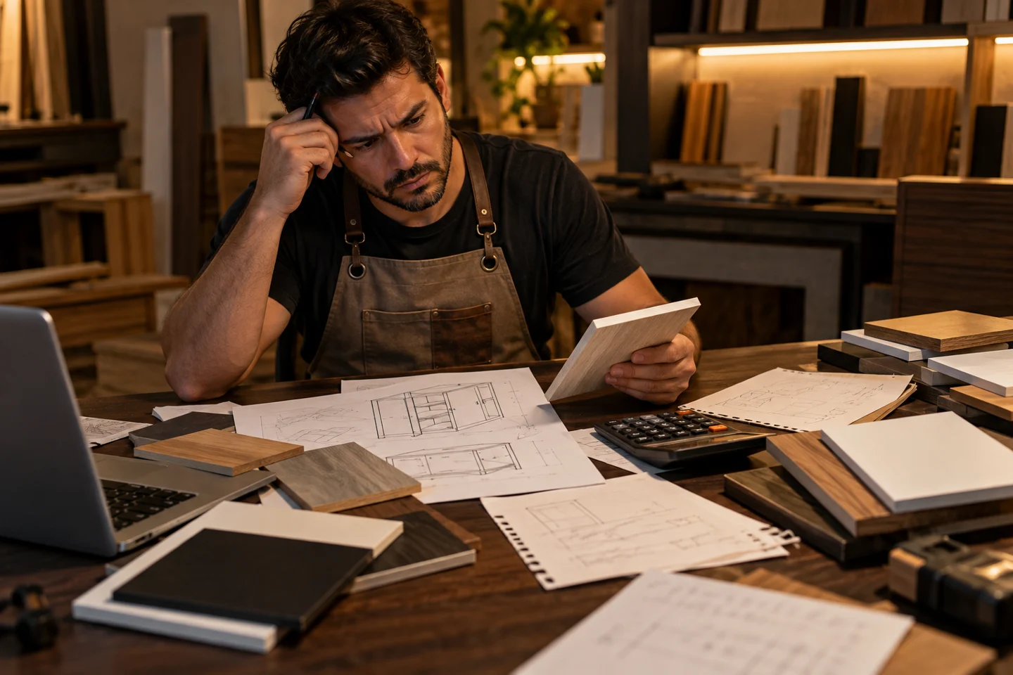 Cena ilustrativa de dificuldade para levantar materiais